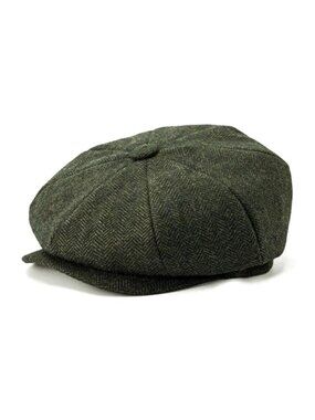 New Men's 8 Panel Wool Blend Newsboy Flat Cap Herringbone Tweed Hat